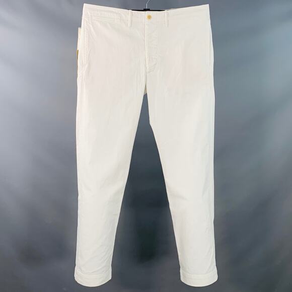 RRL by RALPH LAUREN Size 36 White Twill Cotton Straight Button Fly Casual Pants - Picture 1 of 7